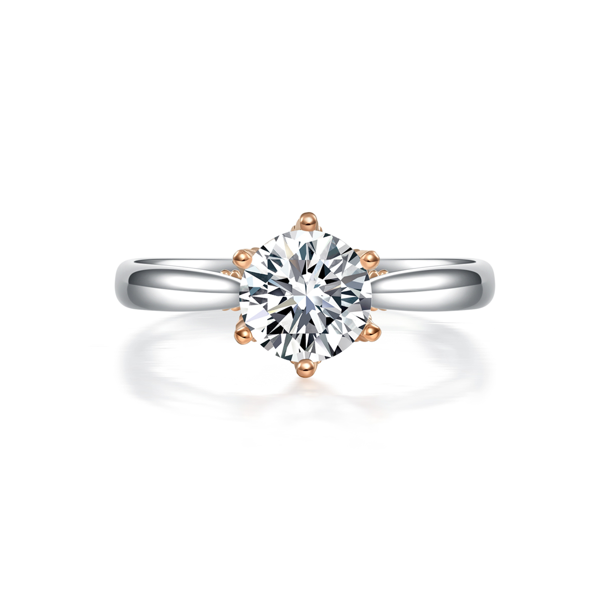 1 Carat Round Cut Lab Grown Diamond Two Tone Solitaire Engagement Ring