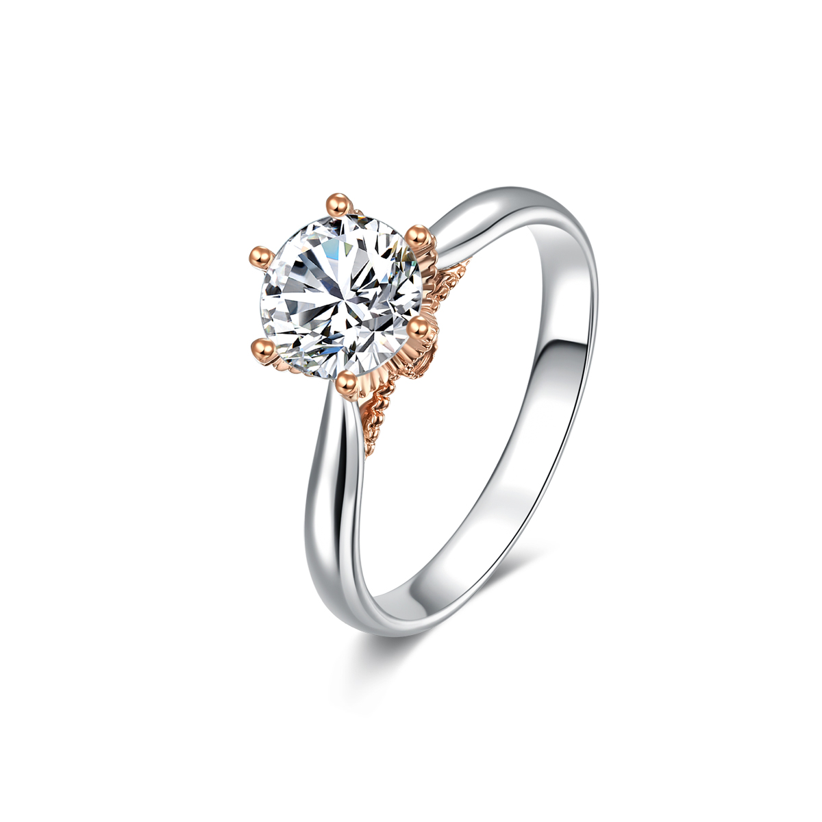 1 Carat Round Cut Lab Grown Diamond Two Tone Solitaire Engagement Ring