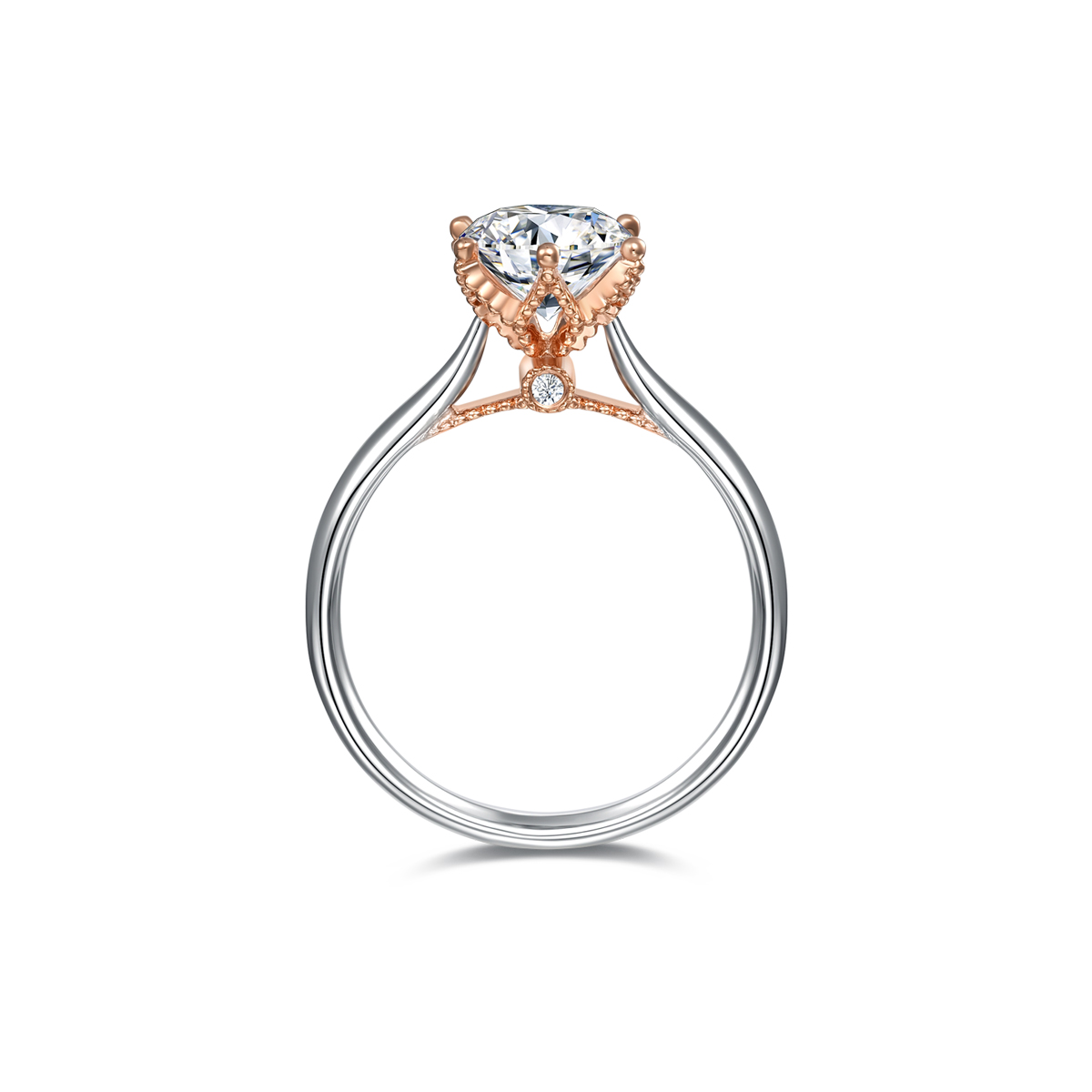 1 Carat Round Cut Lab Grown Diamond Two Tone Solitaire Engagement Ring