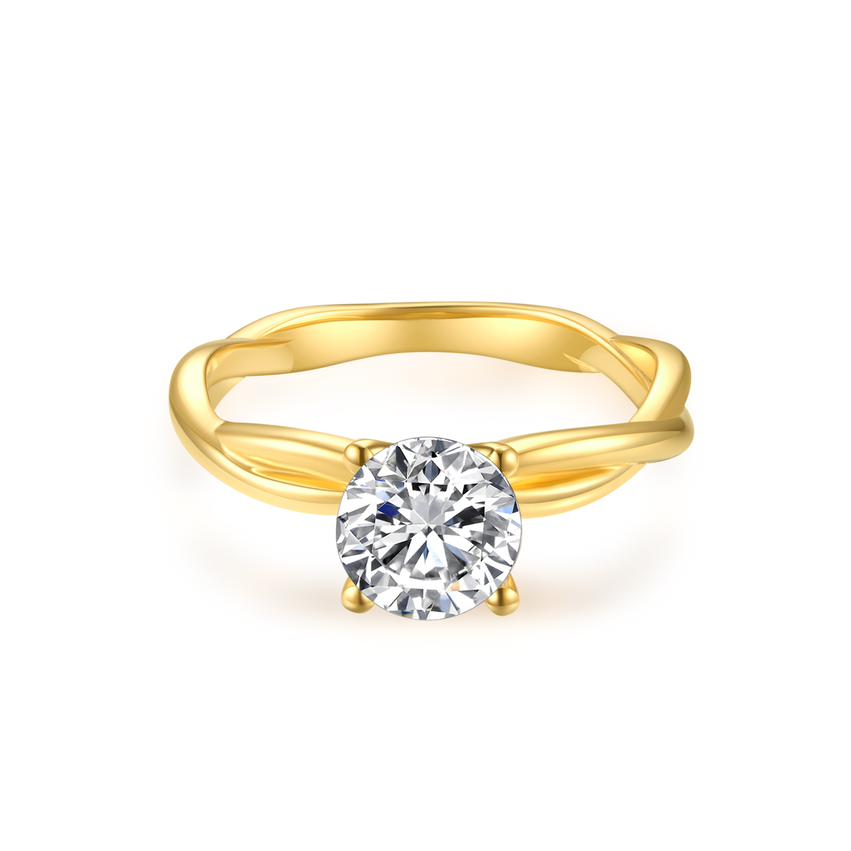 1 Carat Round Cut Lab Grown Diamond Twist Comfort Fit Solitaire Engagement Ring