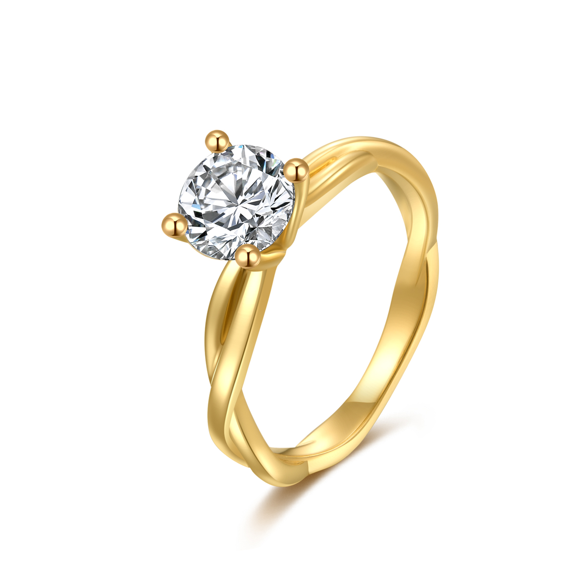 1 Carat Round Cut Lab Grown Diamond Twist Comfort Fit Solitaire Engagement Ring