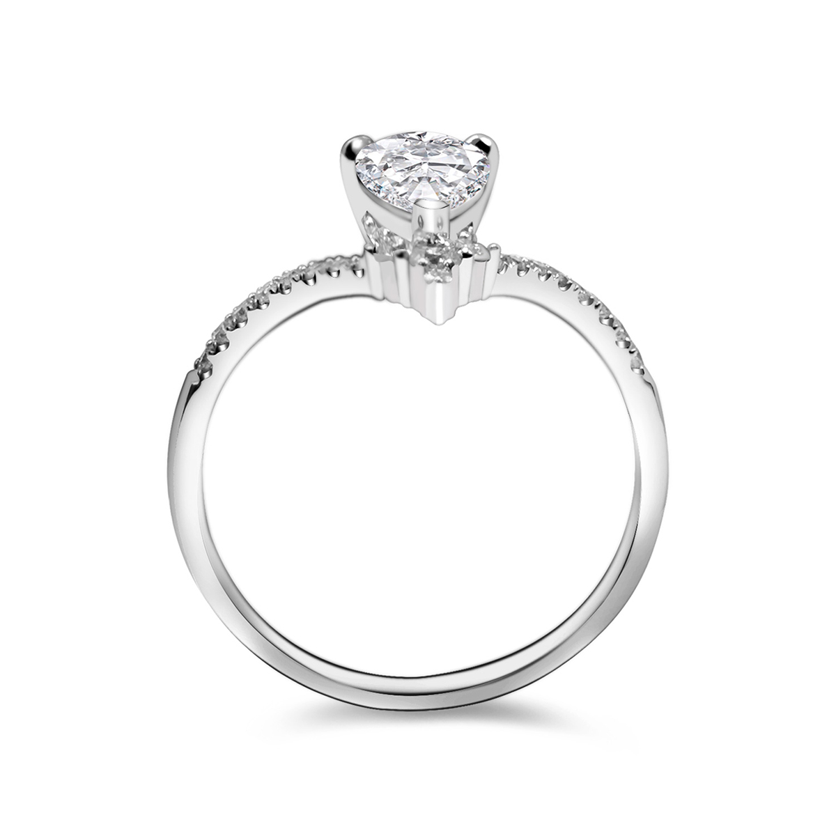 0.6 Carat Center Stone Pear Cut Lab Grown Diamond Sharp V Shape Enagegement Ring (0.7 Ct Tw)