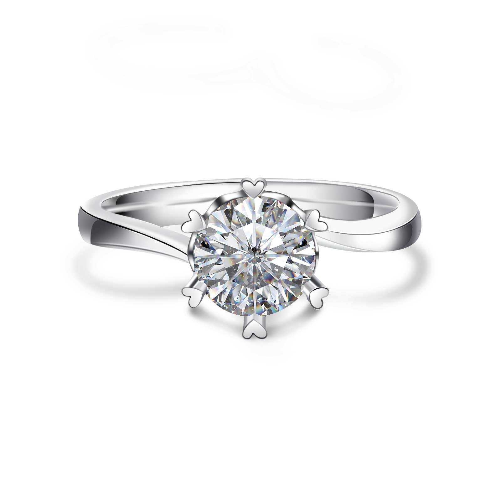 1 Carat Round Cut Lab Grown Diamond Bypass Solitaire Engagement Ring