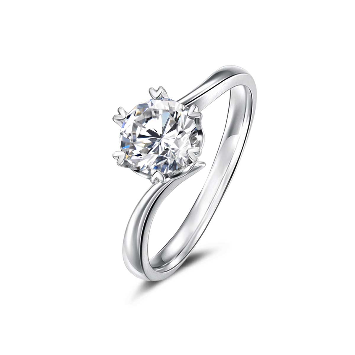 1 Carat Round Cut Lab Grown Diamond Bypass Solitaire Engagement Ring