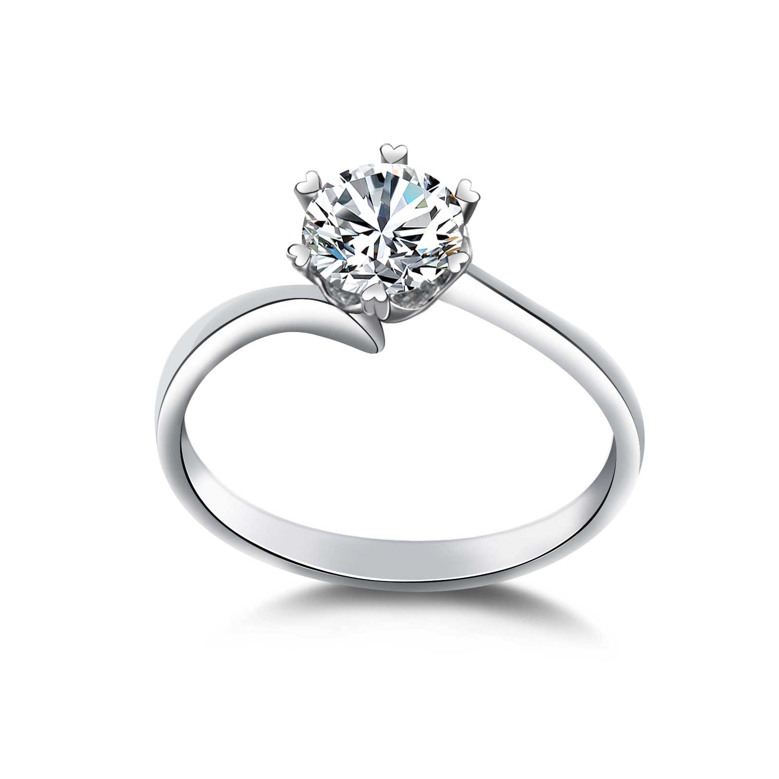 1 Carat Round Cut Lab Grown Diamond Bypass Solitaire Engagement Ring
