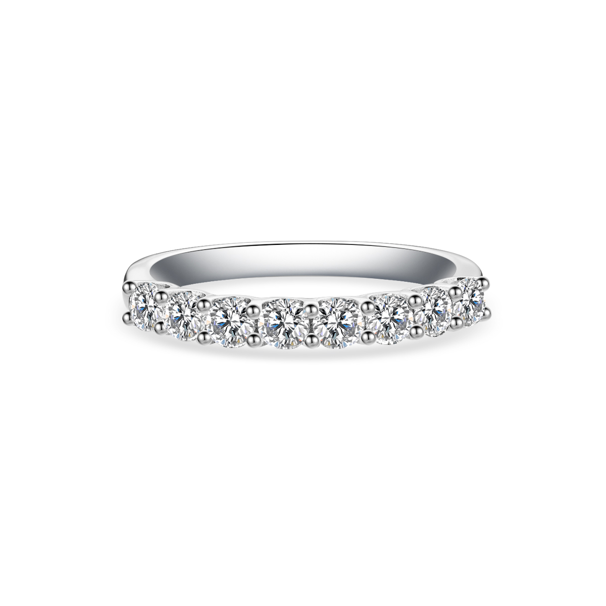 0.6 Carat Total Weight 8 Stone Round Cut Lab Grown Diamond Wedding Band