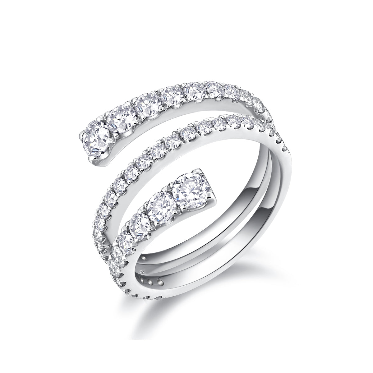 Spiral Graduated Lab Grown Diamond Coil Ring in 18k Gold