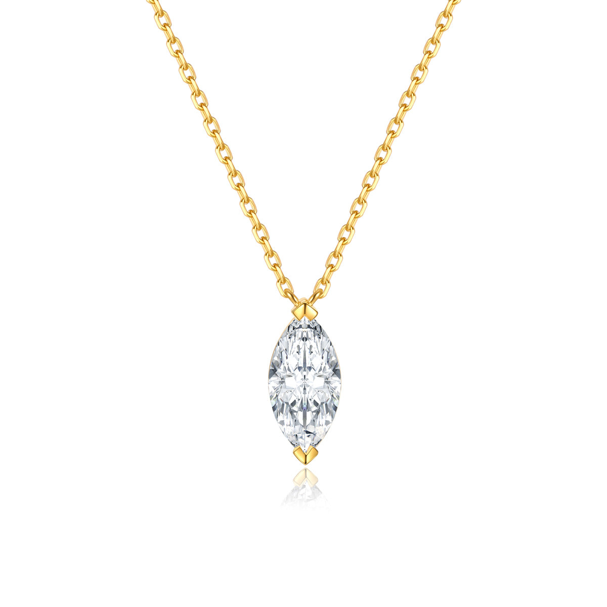 Marquise Cut Lab Grown Diamond Solitaire Pendant Necklace in 18k Gold ( 0.3 Ct Tw)