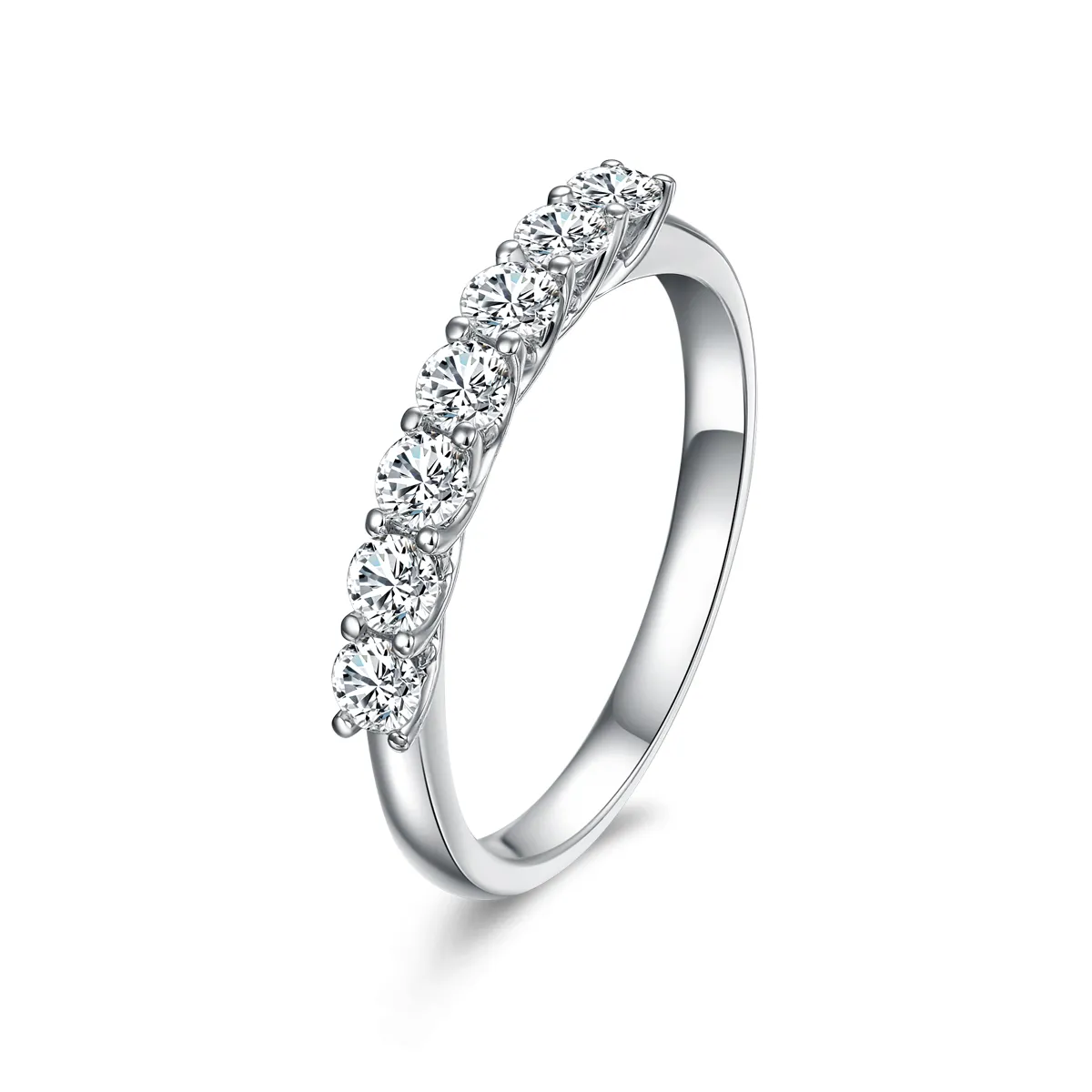 7 Stone Round Cut Lab Grown Diamond Ring in 18k Gold ( 0.5 Ct Tw)