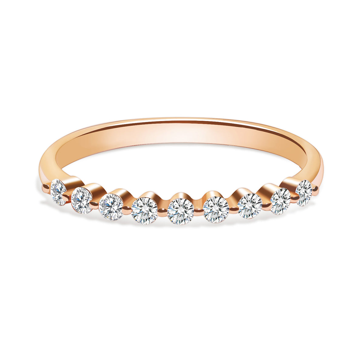 9 Stone Round Cut Lab Grown Diamond Ring in 18k Gold ( 0.2 Ct Tw)