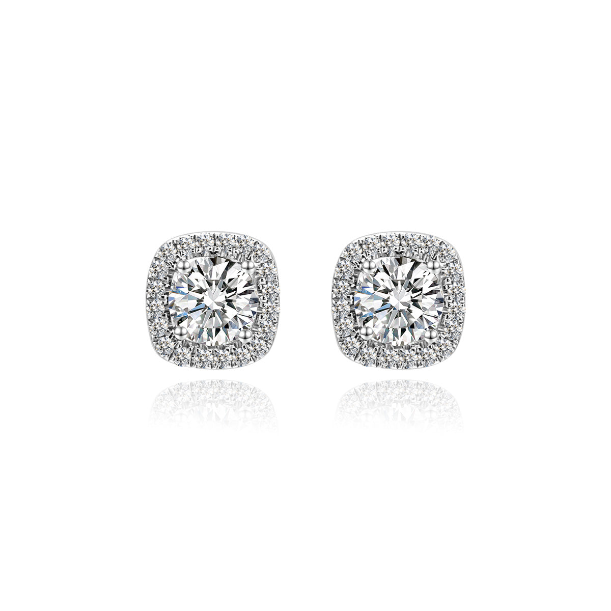 Halo Round Shape Lab Grown Diamond Stud Earrings in 18k Gold ( 1.3 Ct Tw)