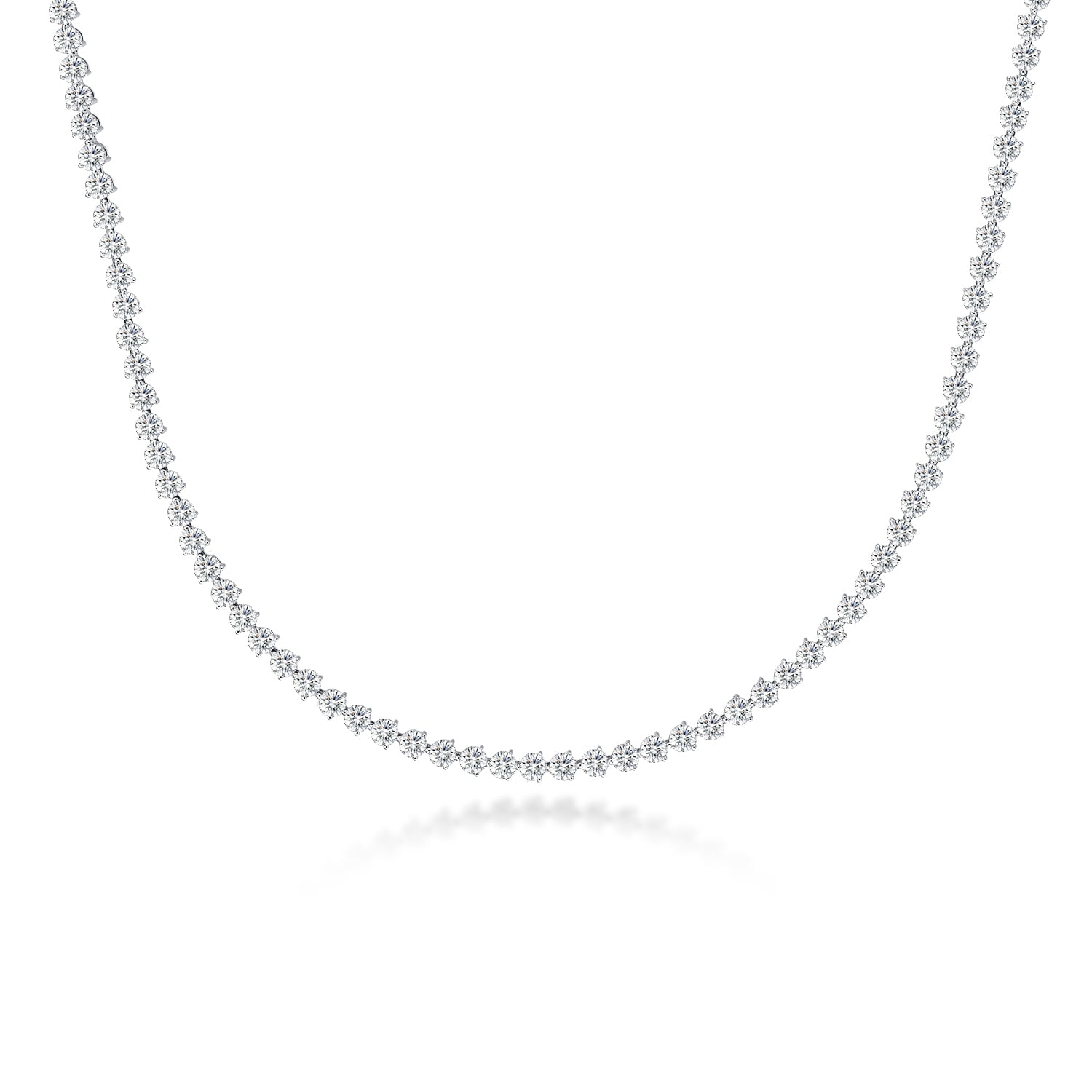 Brilliant Round Cut Diamond Tennis Necklace in 18k Gold ( 10.7 Ct Tw)