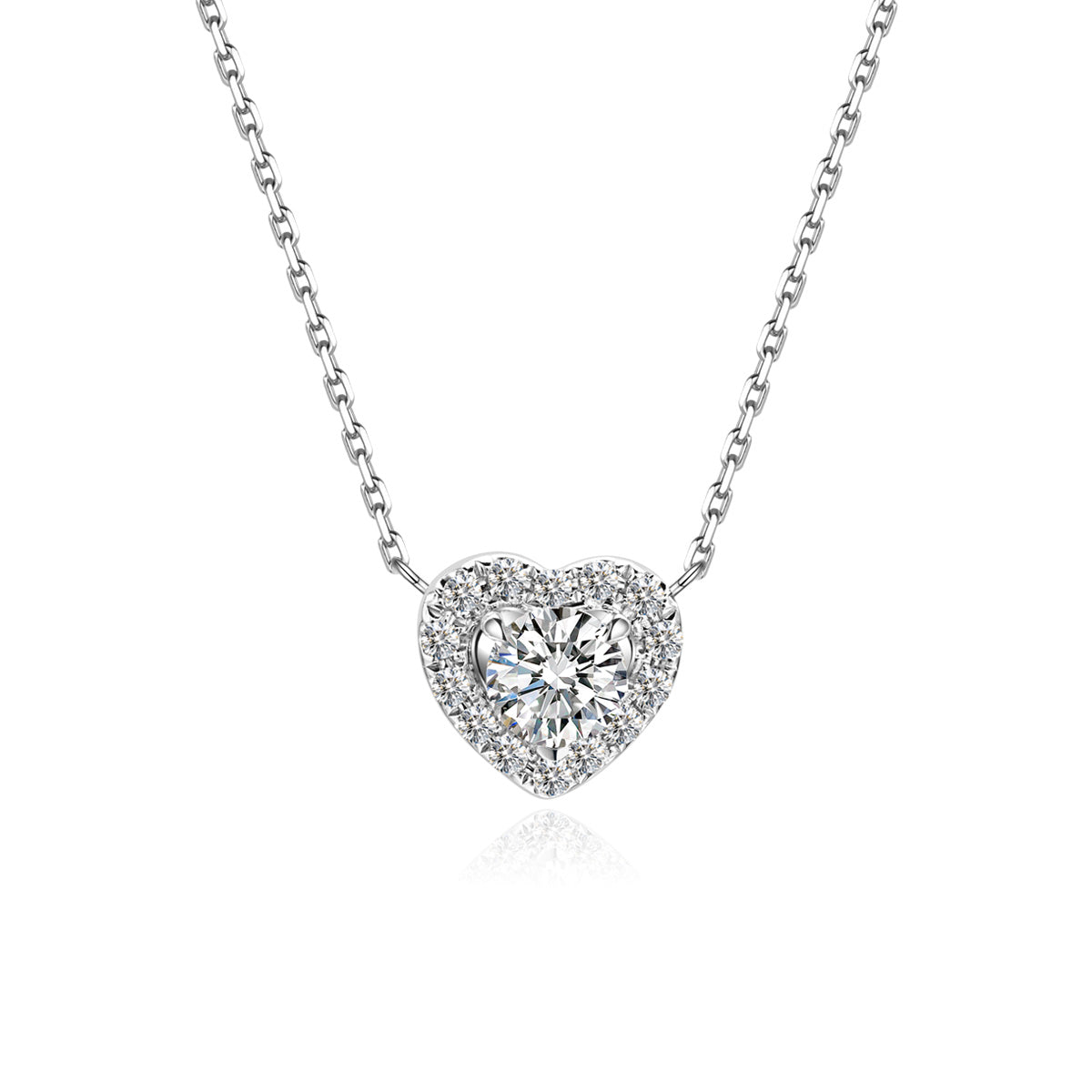Halo Heart Shape Lab Grown Diamond Pendant Necklace in 18k Gold ( 0.8 Ct Tw)