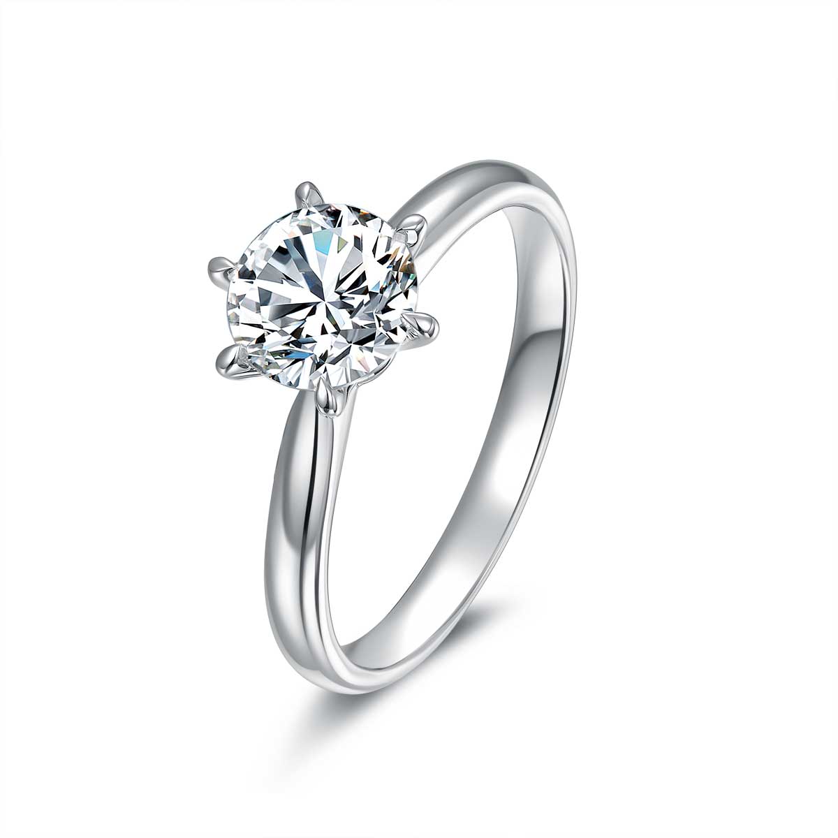 1 Carat Round Cut Lab Grown Diamond Classic Six Prong Solitaire Engagement Ring