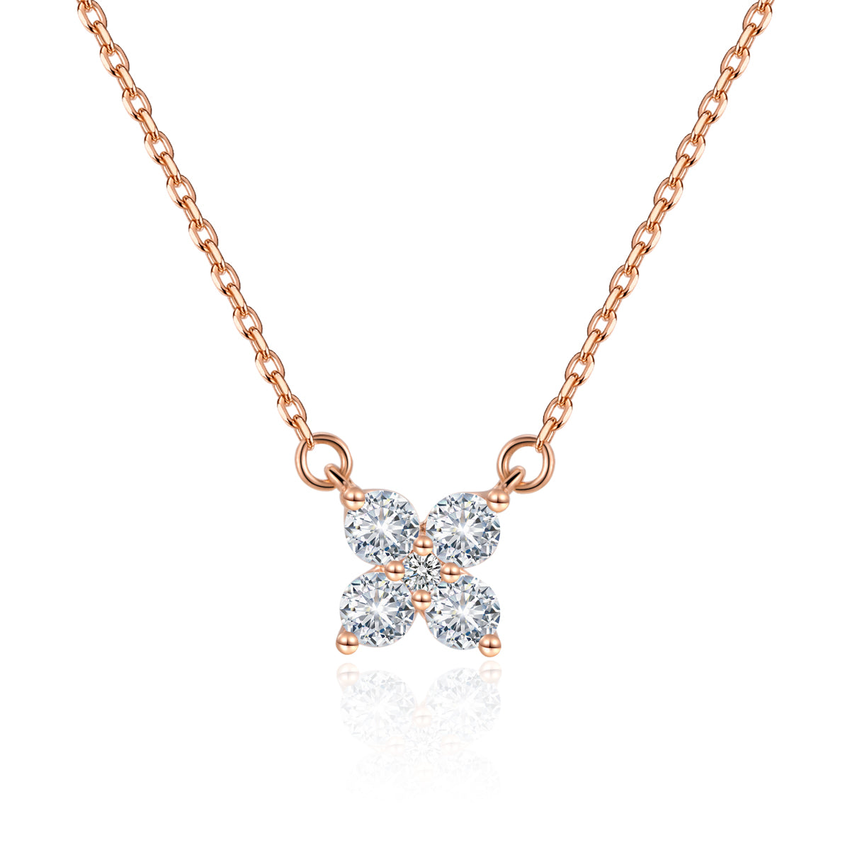 Four Petal Floral Lab Grown Diamond Necklace(0.22 Ct Tw)