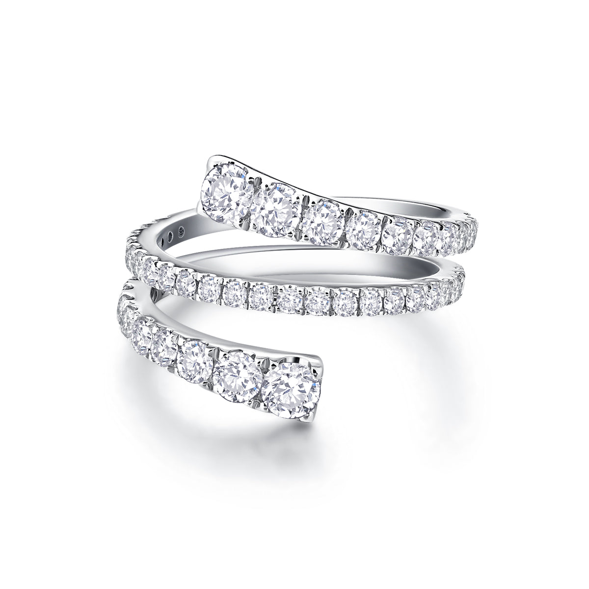 Spiral Graduated Lab Grown Diamond Coil Ring in 18k Gold