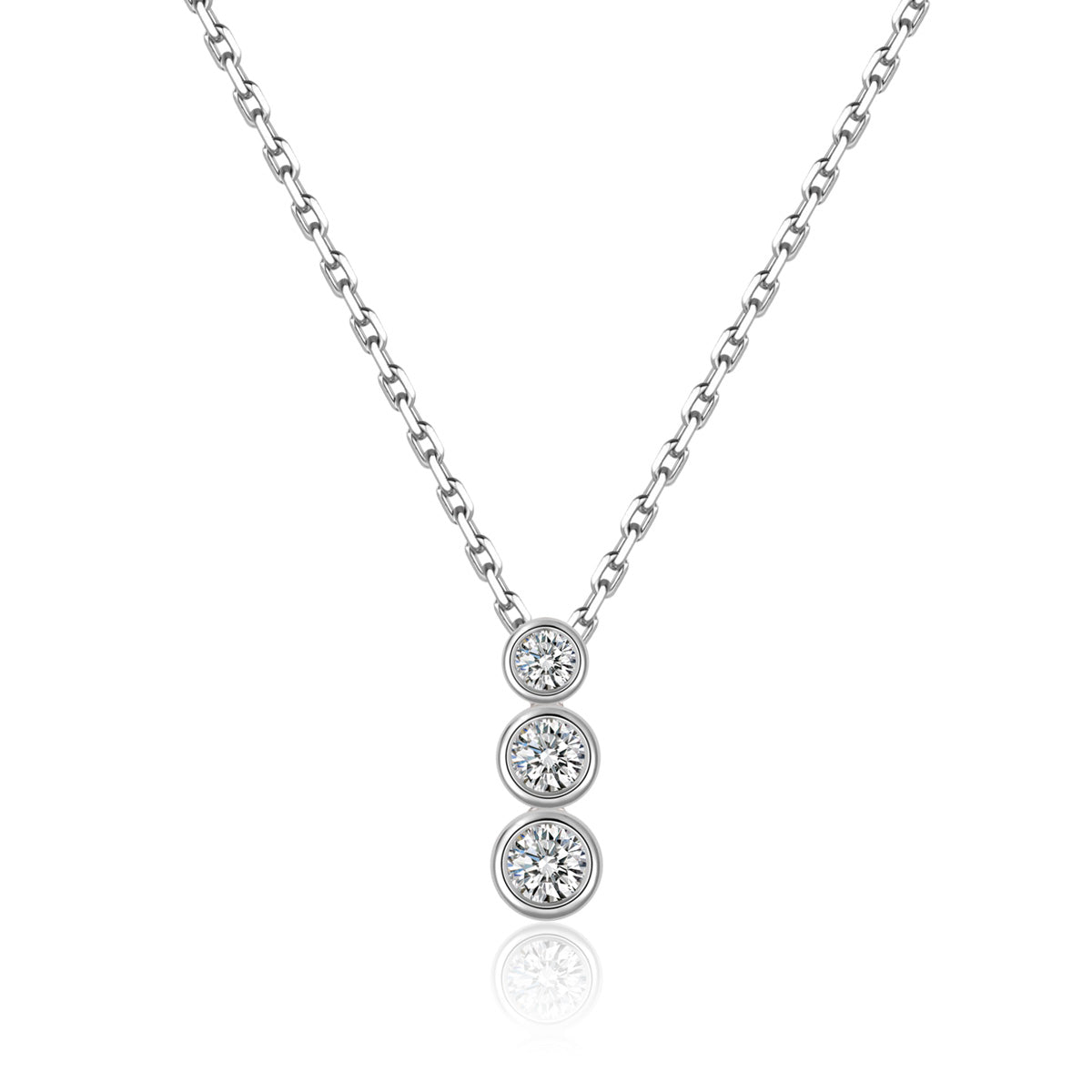 3 Stone Round Cut Lab Grown Diamond Drop Pendant Necklace in 18k Gold ( 0.1 Ct Tw)