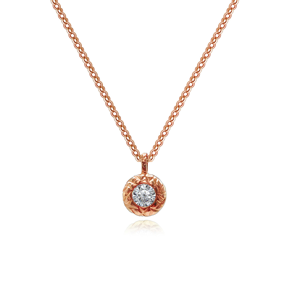 Bold Bezel Set Round Cut Lab Grown Diamond Necklace in 18k Gold  (0.2 Ct Tw)