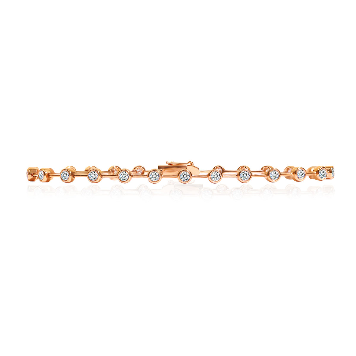 Rhythm Bezel Set Round Cut Lab Grown Diamon Tennis Bracelet in 18k Gold (1 Ct Tw)