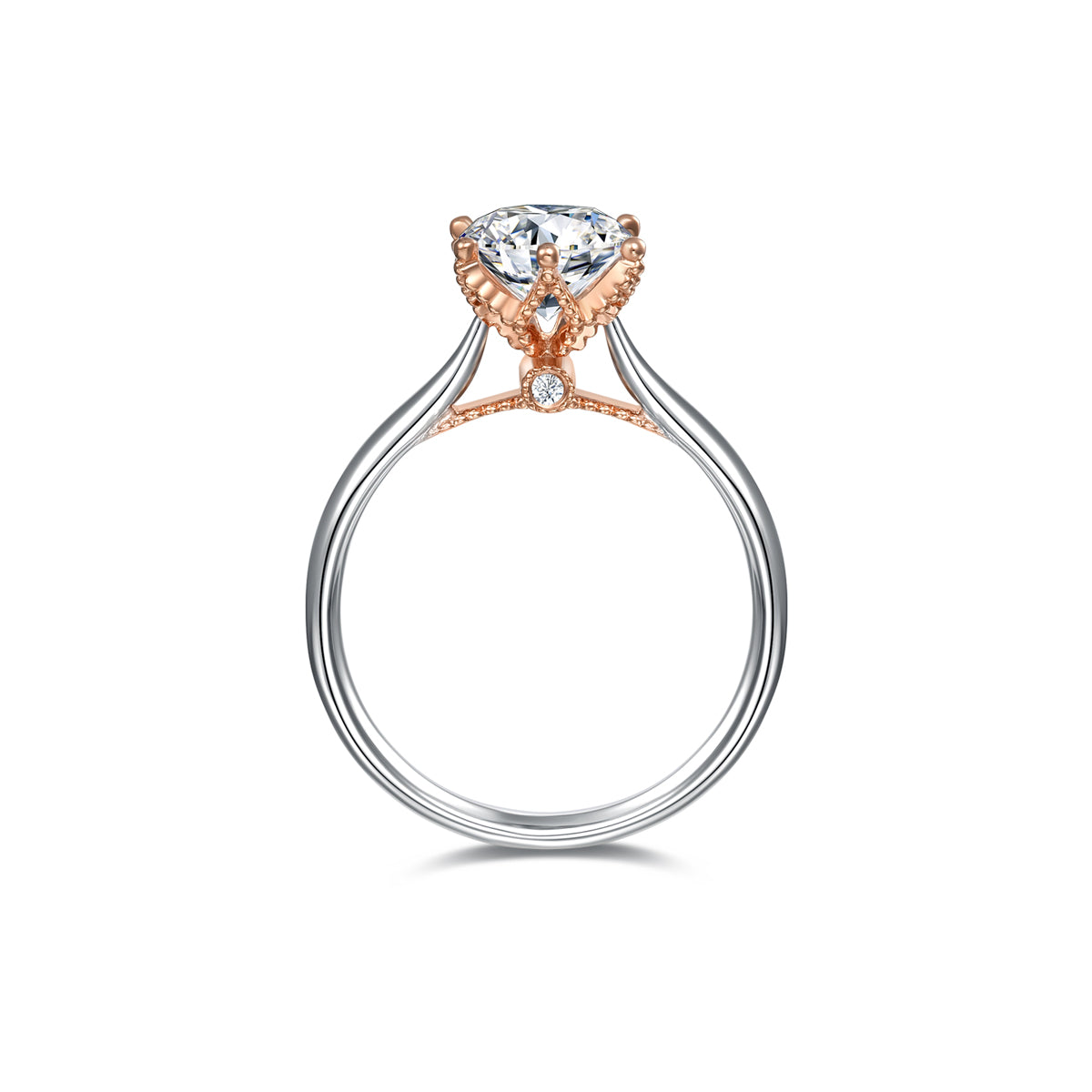 1 Carat Round Cut Lab Grown Diamond Two Tone Solitaire Engagement Ring