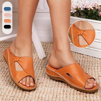 Gentlemenmode™ Sommerliche vielseitige flache Damensandalen mit Schleife