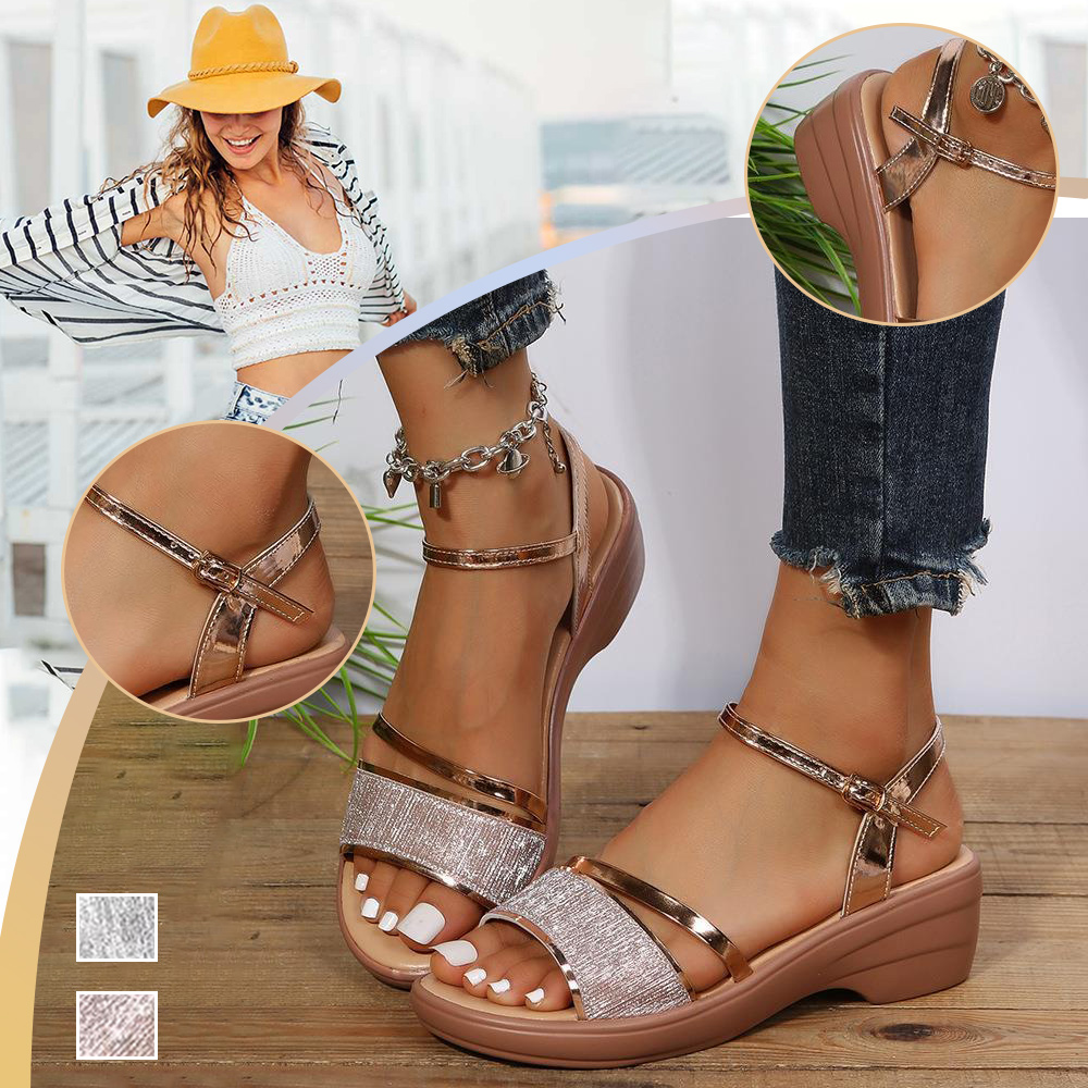Gentlemenmode™ Neue glänzende Gürtelschnallen-Sandalen für Damen