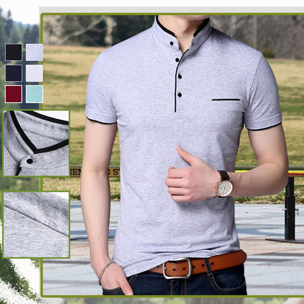 Gentlemenmode™ Sommer-Herren-T-Shirt mit Stehkragen und kurzen Ärmeln