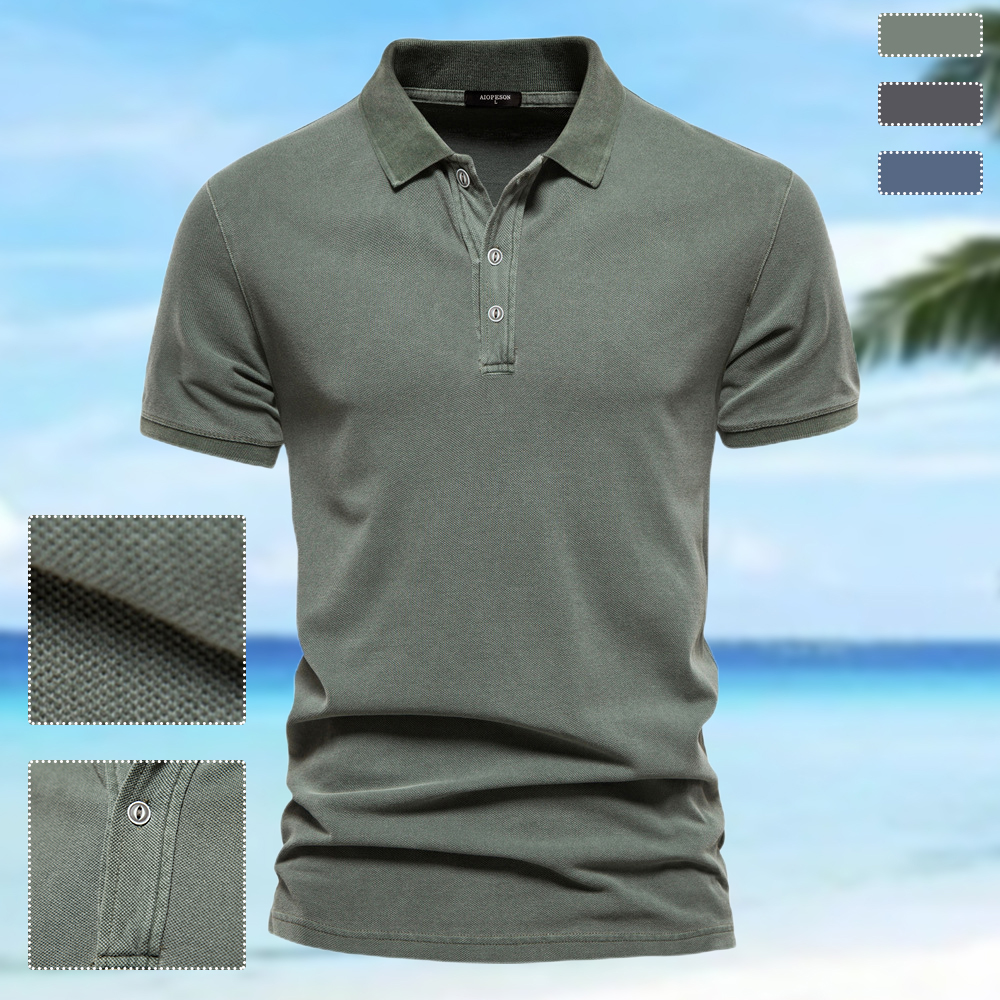 Gentlemenmode™ Sommerliches Herren-Poloshirt aus atmungsaktiver Baumwolle mit Revers