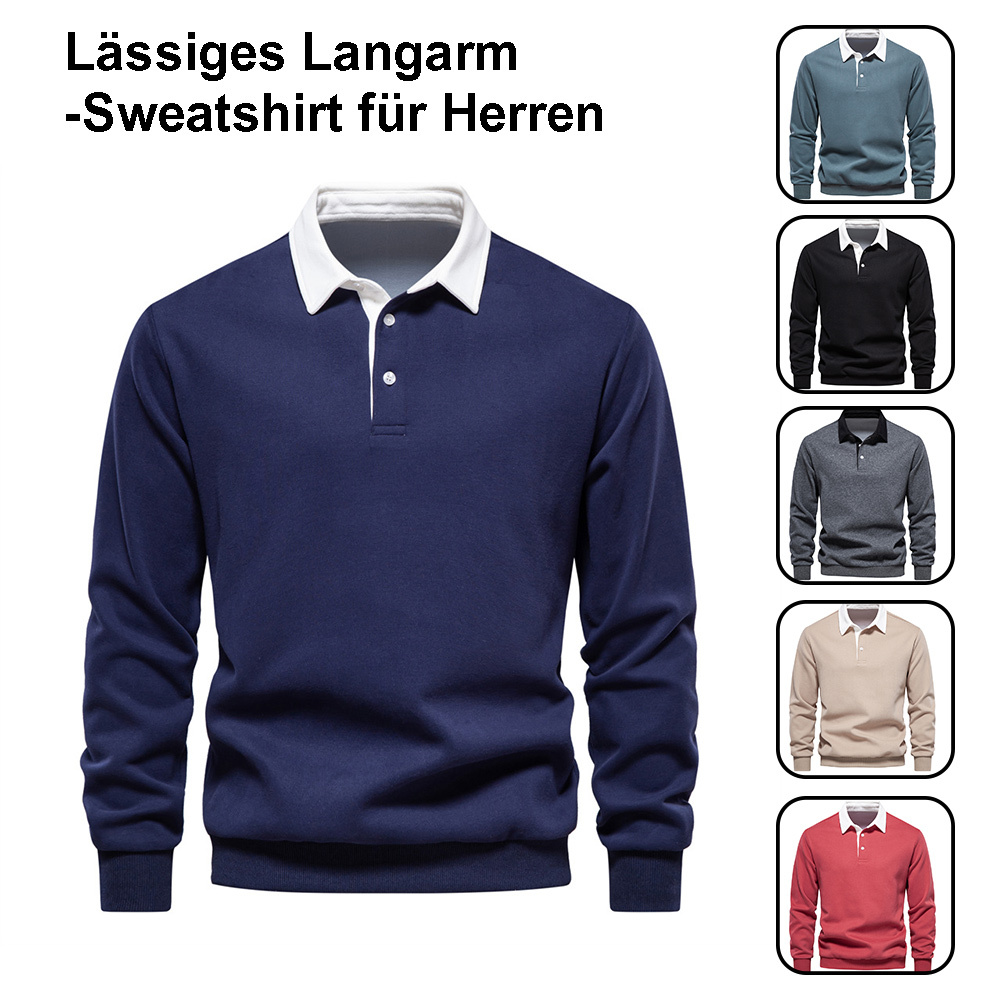 Gentlemenmode™ Neues Langarm-Revers-Poloshirt für Herren