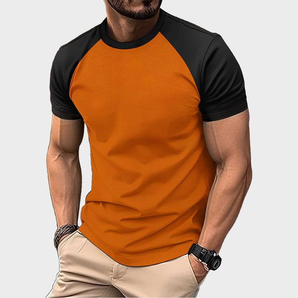 Stilvolles, schlichtes, farblich passendes T-Shirt mit Raglanärmeln und Rundhalsausschnitt für Herren