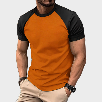 Stilvolles, schlichtes, farblich passendes T-Shirt mit Raglanärmeln und Rundhalsausschnitt für Herren