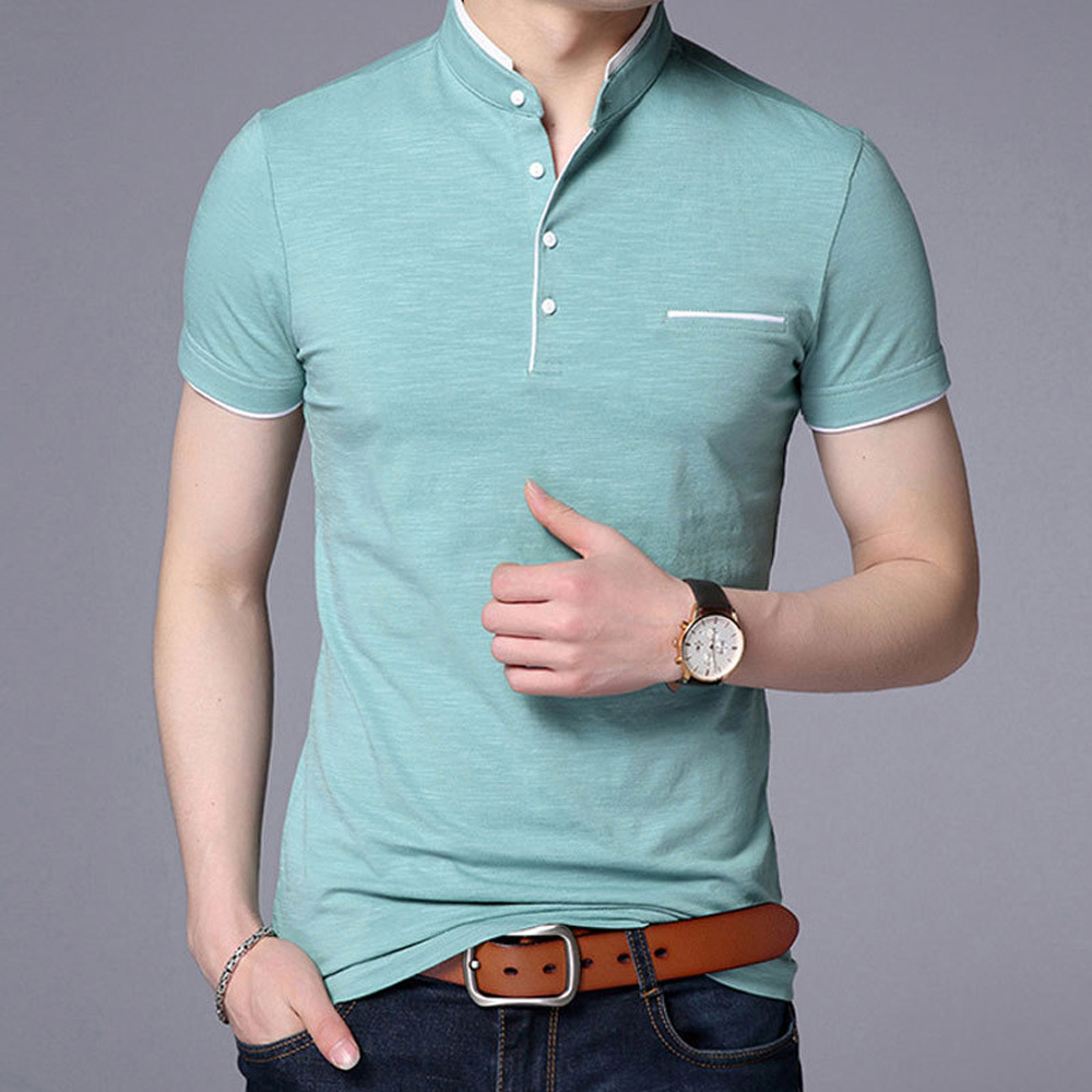 Gentlemenmode™ Sommer-Herren-T-Shirt mit Stehkragen und kurzen Ärmeln