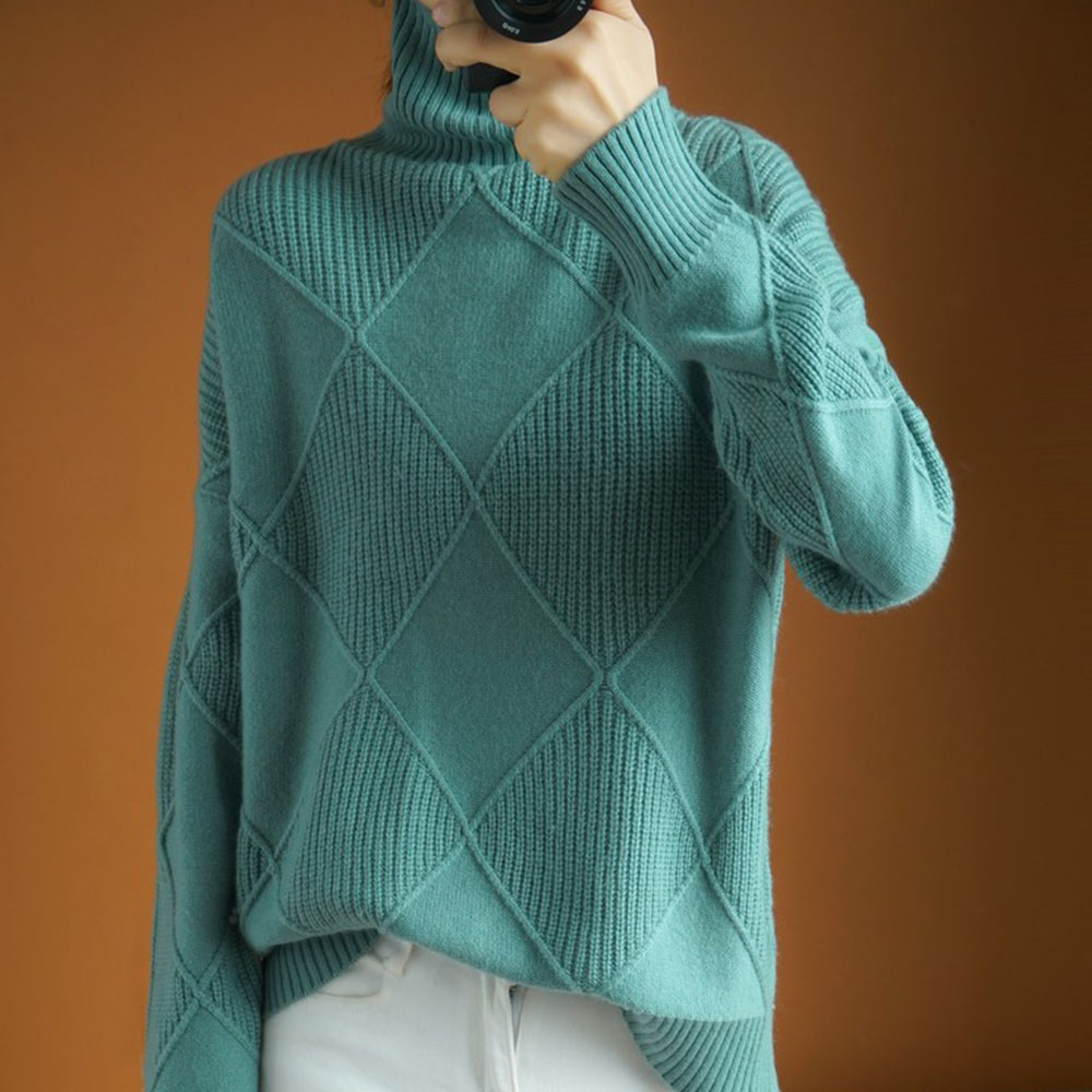 Gentlemenmode™ Einfarbiger gestrickter Rhombus-Damenpullover für den Winter