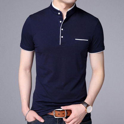 Gentlemenmode™ Sommer-Herren-T-Shirt mit Stehkragen und kurzen Ärmeln