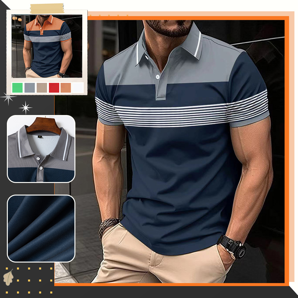 Gentlemenmode™ Atmungsaktives kurzärmliges Herren-Poloshirt mit Farbblockdesign