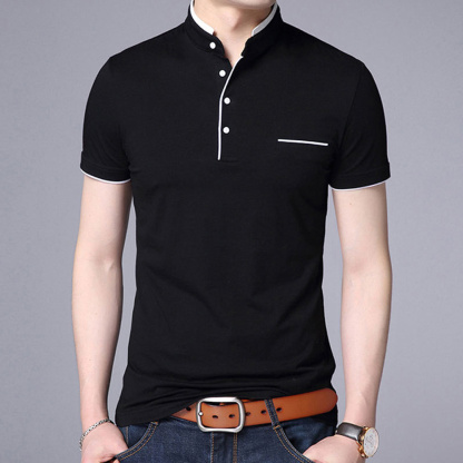Gentlemenmode™ Sommer-Herren-T-Shirt mit Stehkragen und kurzen Ärmeln