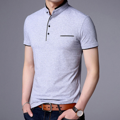 Gentlemenmode™ Sommer-Herren-T-Shirt mit Stehkragen und kurzen Ärmeln