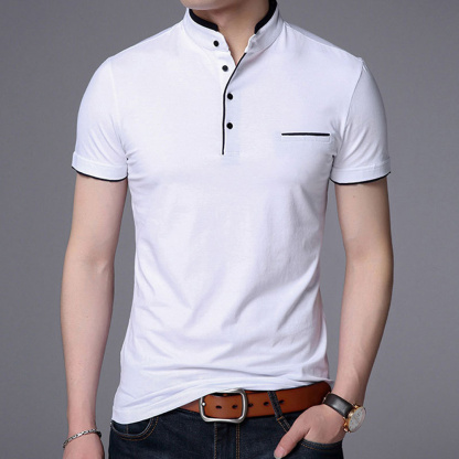 Gentlemenmode™ Sommer-Herren-T-Shirt mit Stehkragen und kurzen Ärmeln