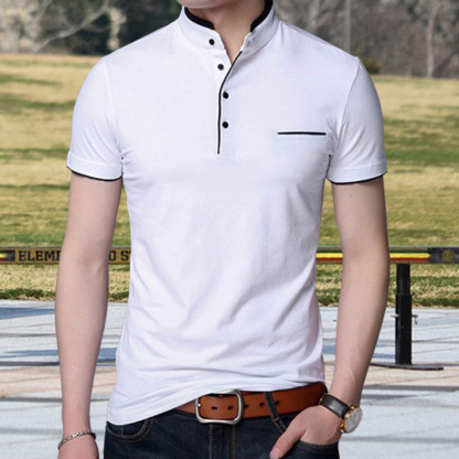 Gentlemenmode™ Sommer-Herren-T-Shirt mit Stehkragen und kurzen Ärmeln