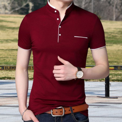 Gentlemenmode™ Sommer-Herren-T-Shirt mit Stehkragen und kurzen Ärmeln