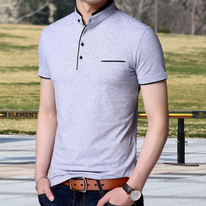 Gentlemenmode™ Sommer-Herren-T-Shirt mit Stehkragen und kurzen Ärmeln