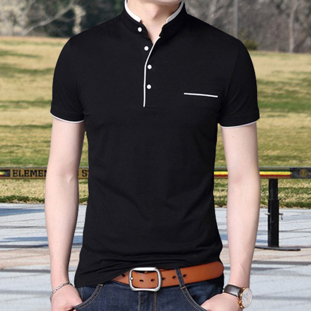 Gentlemenmode™ Sommer-Herren-T-Shirt mit Stehkragen und kurzen Ärmeln