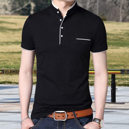 Gentlemenmode™ Sommer-Herren-T-Shirt mit Stehkragen und kurzen Ärmeln