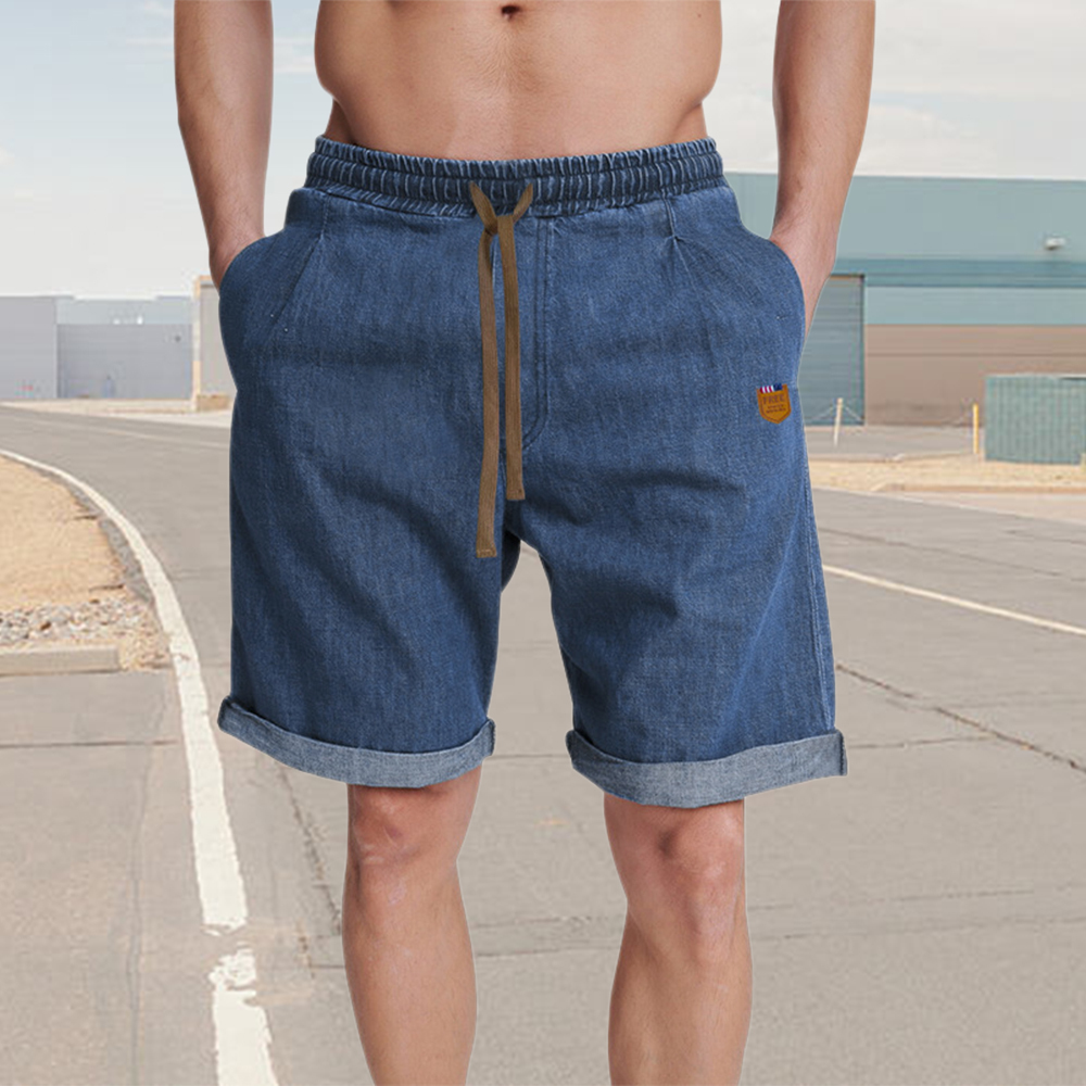 Sommer-Jeansshorts für Herren mit dünner elastischer Taille