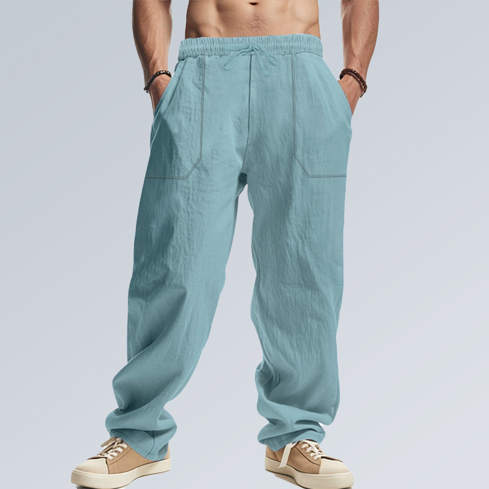 Lockere, gerade geschnittene Herrenhose aus Leinen