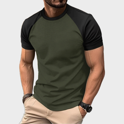 Stilvolles, schlichtes, farblich passendes T-Shirt mit Raglanärmeln und Rundhalsausschnitt für Herren