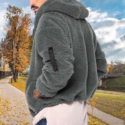 Gentlemenmode™ Neue Herbst- und Winter-Herrenjacke aus einfarbigem arktischem Samt mit Kapuze