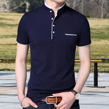 Gentlemenmode™ Sommer-Herren-T-Shirt mit Stehkragen und kurzen Ärmeln