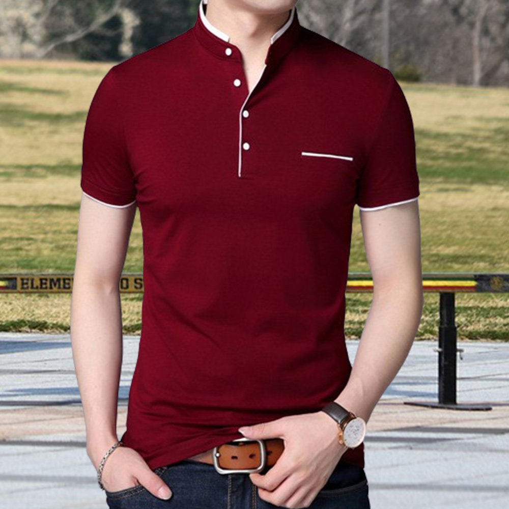 Gentlemenmode™ Sommer-Herren-T-Shirt mit Stehkragen und kurzen Ärmeln