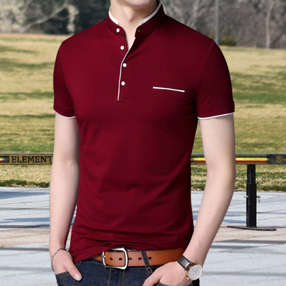 Gentlemenmode™ Sommer-Herren-T-Shirt mit Stehkragen und kurzen Ärmeln